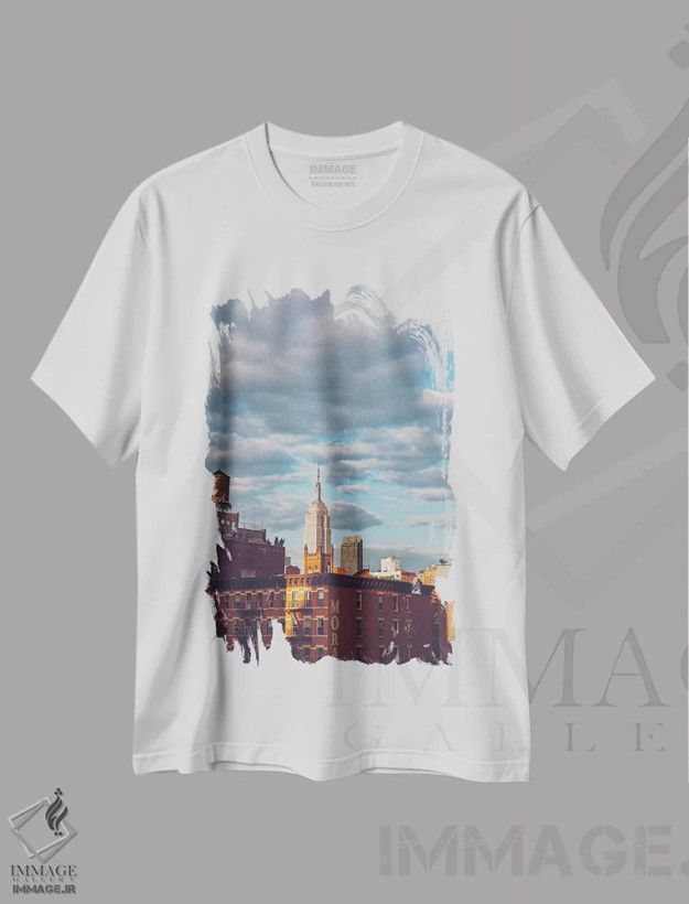 تیشرت سفید طرح دار امپایر استیت، مدیوم اثر بثانی یانگ | فروشگاه ایماژ