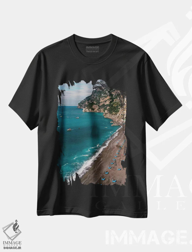 تیشرت مشکی طرح دار پوزیتانو سیزده، مدیوم اثر بثانی یانگ | فروشگاه ایماژ