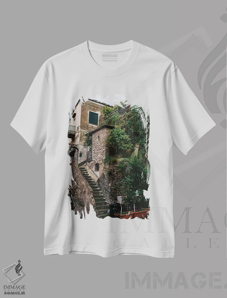 تیشرت سفید طرح دار پوزیتانوی بارانی سه، مدیوم اثر بثانی یانگ | immage.ir