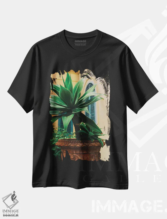 تیشرت مشکی طرح دار پوزیتانوی بارانی نُه، مدیوم اثر بثانی یانگ | فروشگاه ایماژ