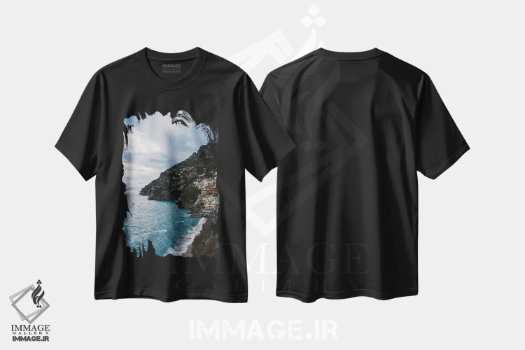 تیشرت مشکی طرح دار پوزیتانوی طوفانی سه، مدیوم اثر بثانی یانگ | immage.ir