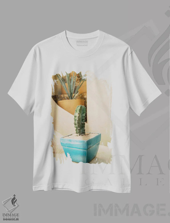 تیشرت سفید طرح دار کاکتوس کبو پنج، مدیوم اثر بثانی یانگ | فروشگاه ایماژ