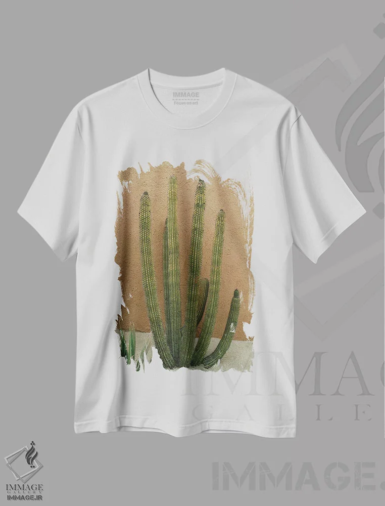 تیشرت سفید طرح دار کاکتوس کبو یازده، مدیوم اثر بثانی یانگ | فروشگاه ایماژ