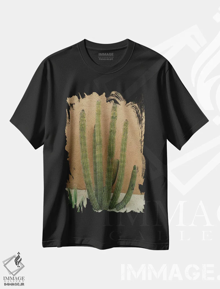 تیشرت مشکی طرح دار کاکتوس کبو یازده، مدیوم اثر بثانی یانگ | immage.ir