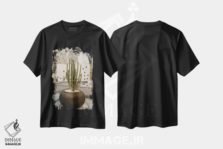 تیشرت مشکی طرح دار کاکتوس کبو هشت، مدیوم اثر بثانی یانگ | فروشگاه ایماژ