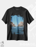 تیشرت مشکی طرح دار ساحل عاشقان، مدیوم اثر بثانی یانگ | فروشگاه ایماژ