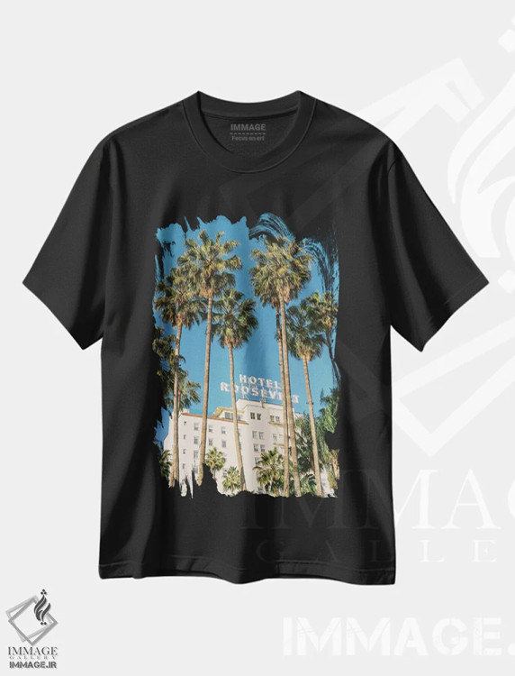 تیشرت مشکی طرح دار هتل هالیوود، مدیوم اثر بثانی یانگ | immage.ir