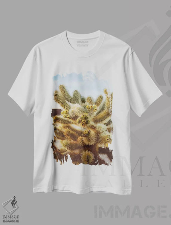 تیشرت سفید طرح دار باغ کاکتوس چولا چهار، مدیوم اثر بثانی یانگ | فروشگاه ایماژ