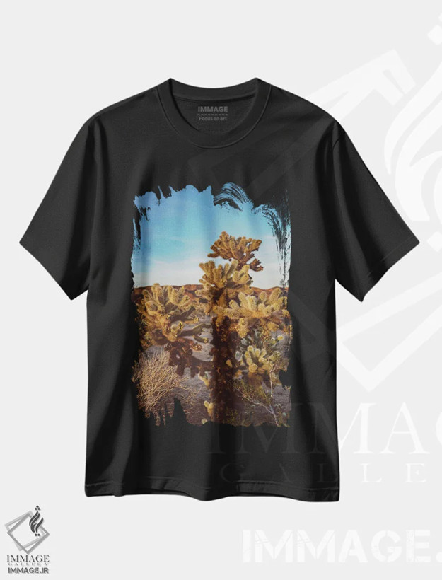 تیشرت مشکی طرح دار باغ کاکتوس چولا، مدیوم اثر بثانی یانگ | فروشگاه ایماژ
