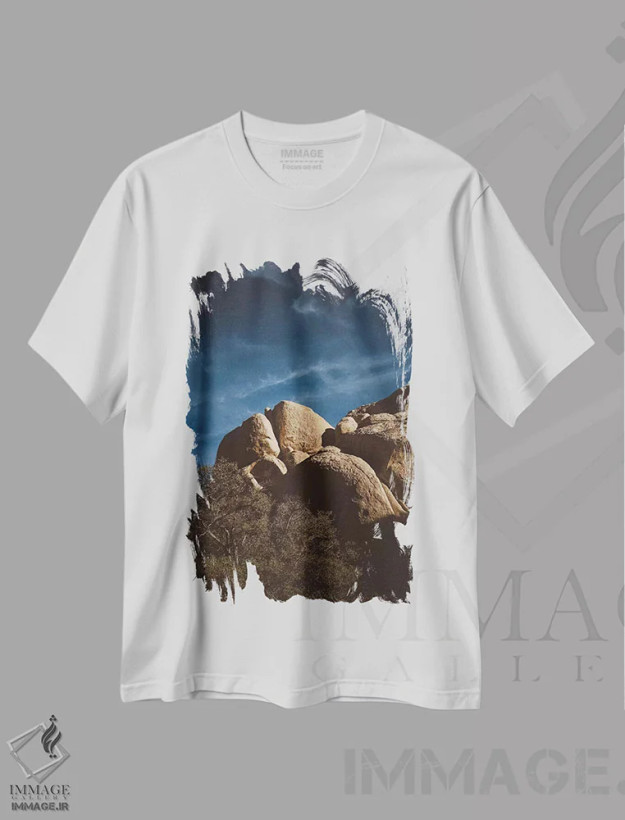 تیشرت سفید طرح دار پارک ملی جاشوا تری سیزده، مدیوم اثر بثانی یانگ | فروشگاه ایماژ