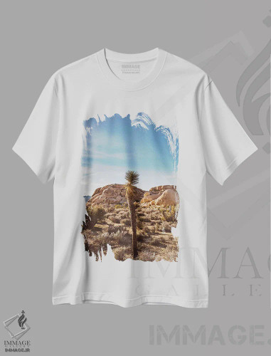 تیشرت سفید طرح دار پارک ملی جاشوا تری هفده، مدیوم اثر بثانی یانگ | فروشگاه ایماژ