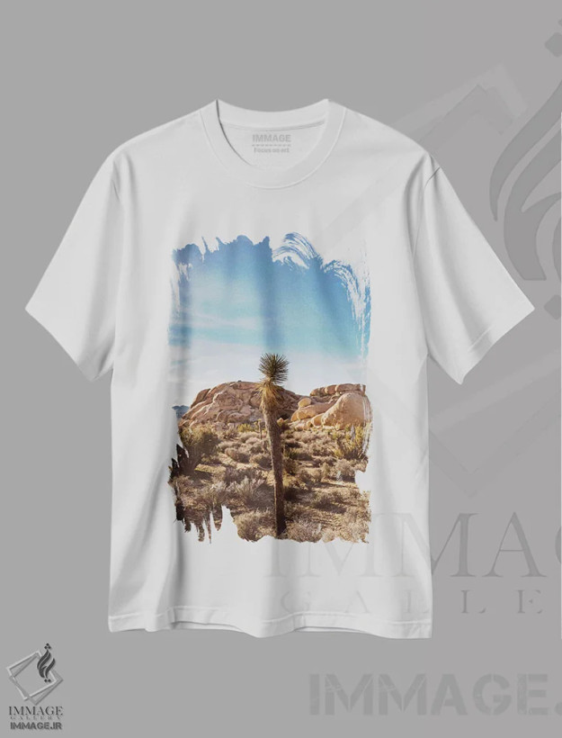 تیشرت سفید طرح دار پارک ملی جاشوا تری هفده، مدیوم اثر بثانی یانگ | فروشگاه ایماژ