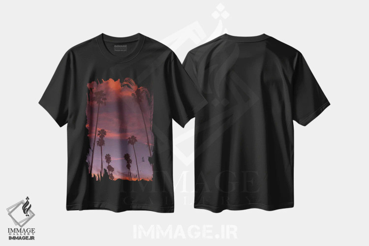 تیشرت مشکی طرح دار غروب لس آنجلس سوم، مدیوم اثر بثانی یانگ | فروشگاه ایماژ