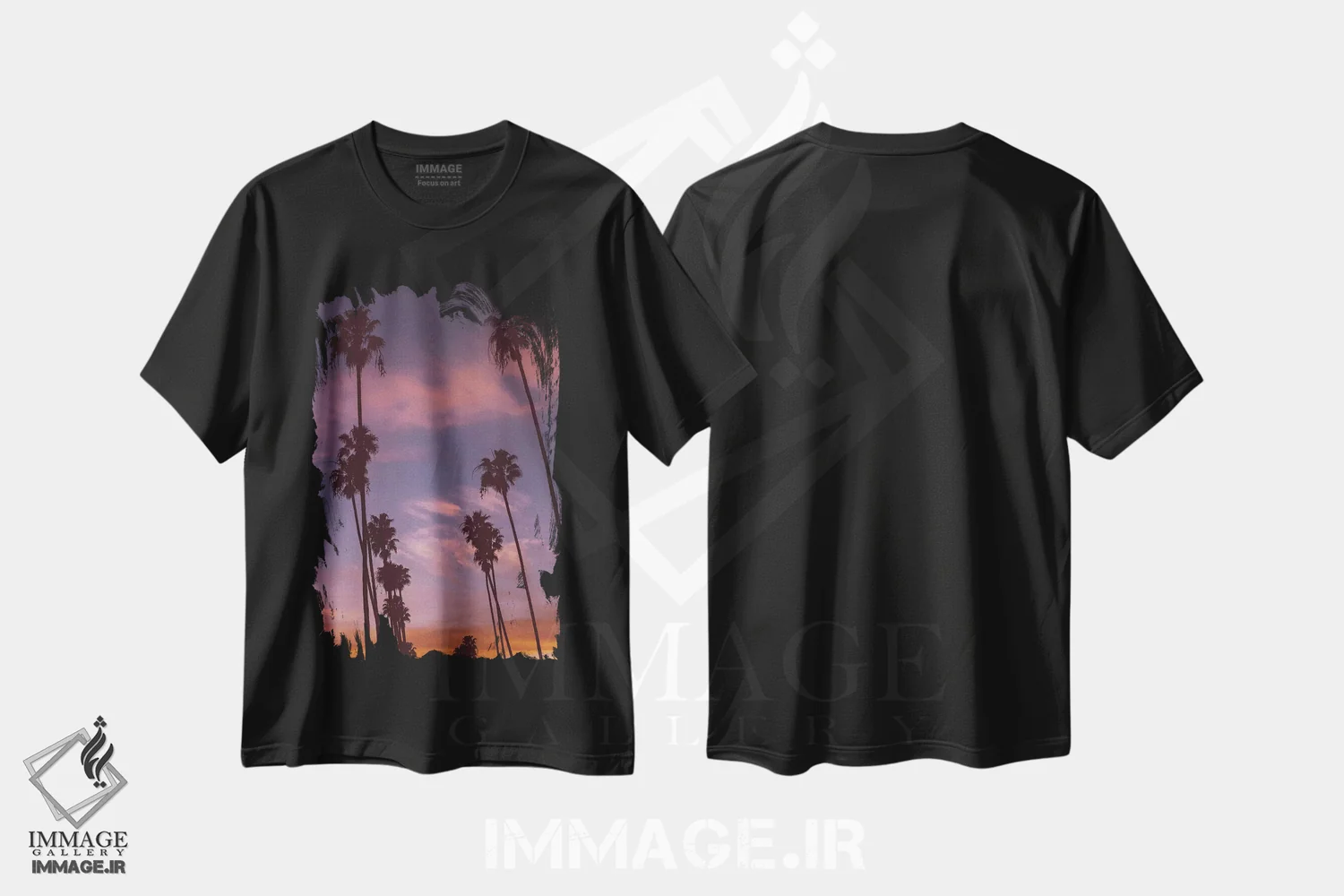 تیشرت مشکی طرح دار غروب لس آنجلس، مدیوم اثر بثانی یانگ | immage.ir