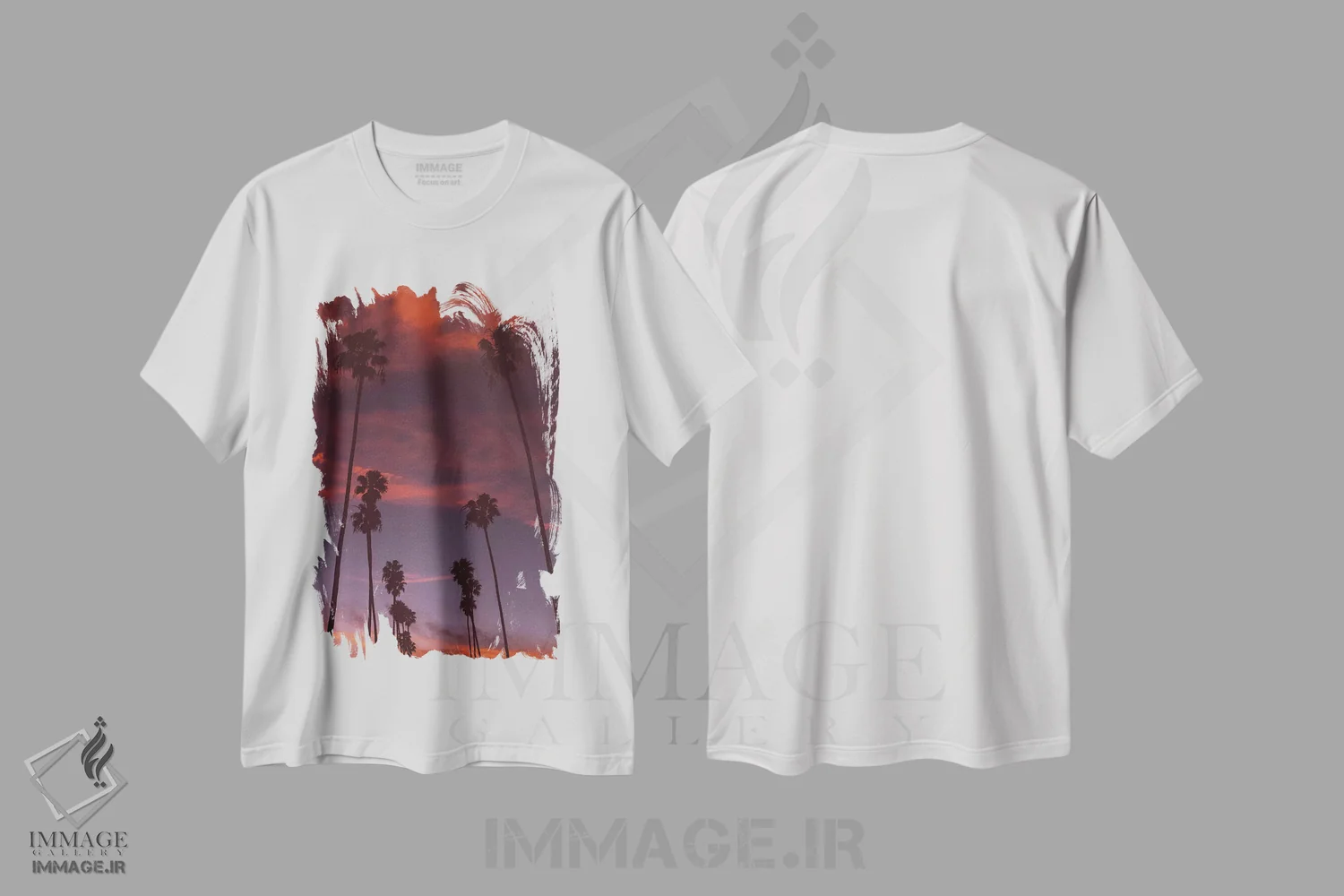 تیشرت سفید طرح دار غروب لس آنجلس سوم، مدیوم اثر بثانی یانگ | immage.ir