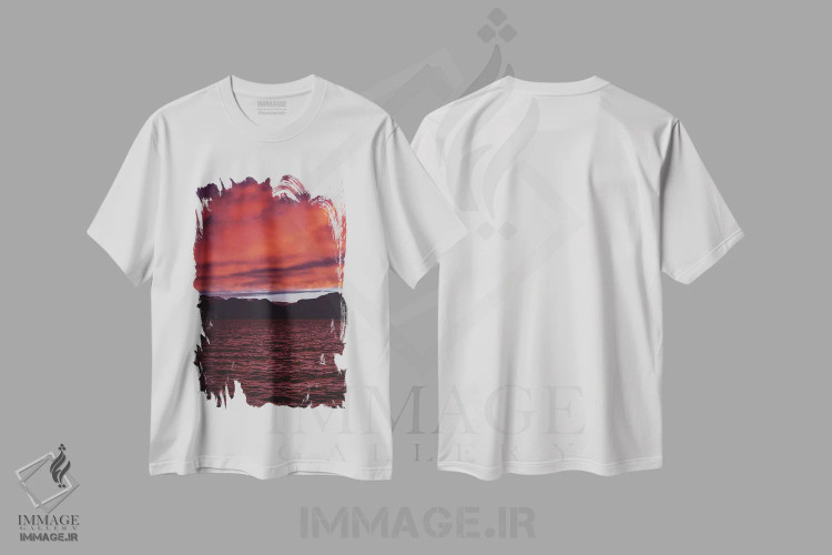 تیشرت سفید طرح دار غروب دوم دریاچه تاهو، مدیوم اثر بثانی یانگ | immage.ir