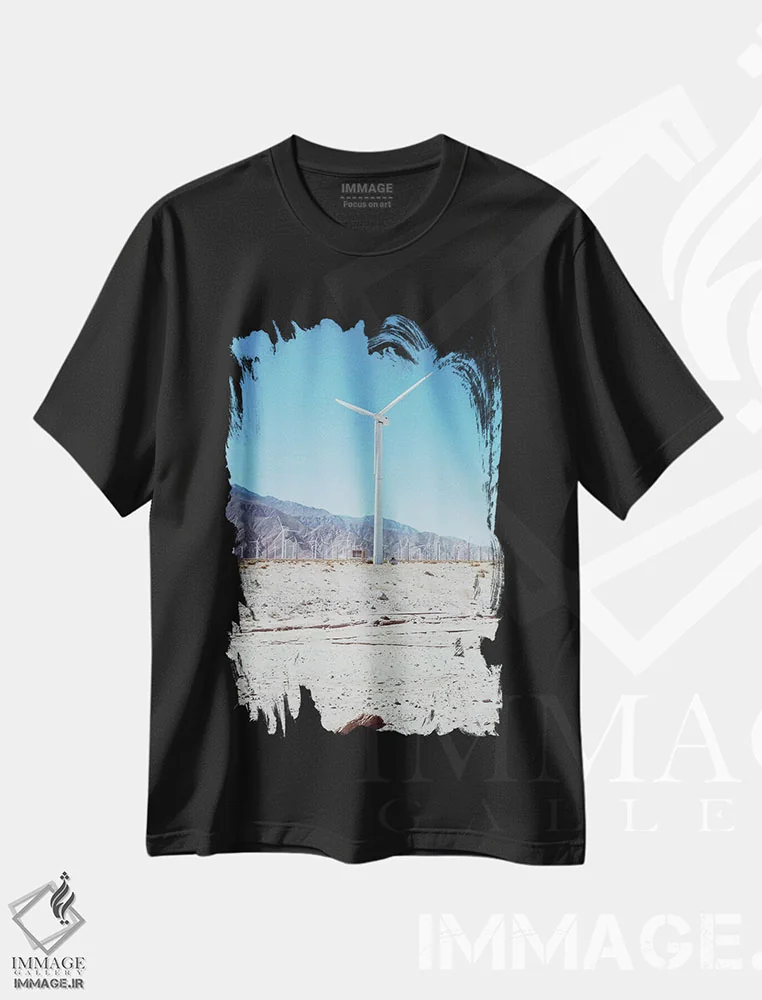 تیشرت مشکی طرح دار آسیاب های بادی پالم اسپرینگز سوم، مدیوم اثر بثانی یانگ | immage.ir