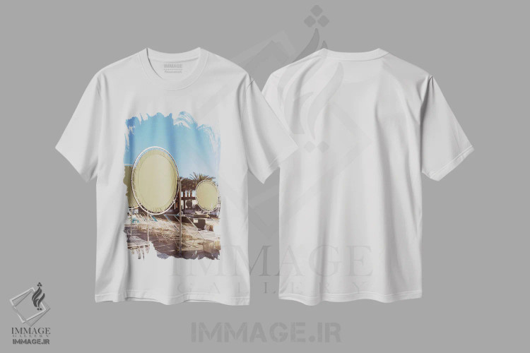 تیشرت سفید طرح دار روز استخر پالم اسپرینگز هشتم، مدیوم اثر بثانی یانگ | immage.ir