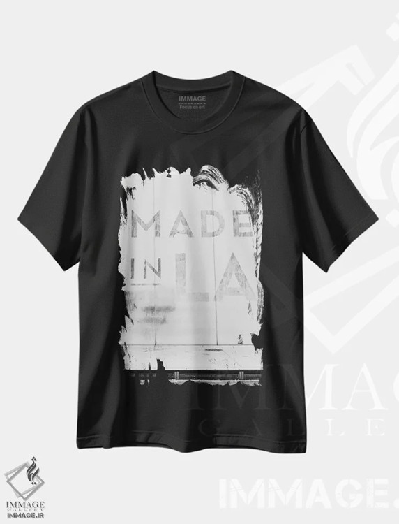 تیشرت مشکی طرح دار ساخت لس آنجلس، عکاسی سیاه و سفید اثر بثانی یانگ | immage.ir