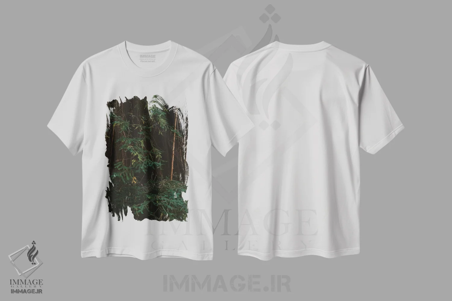 تیشرت سفید طرح دار جنگل سرخ چوب سوم، مدیوم اثر بثانی یانگ | immage.ir
