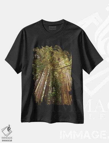 تیشرت مشکی طرح دار جنگل سرخ چوب، مدیوم اثر بثانی یانگ | فروشگاه ایماژ