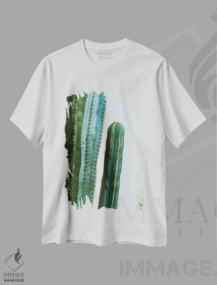 تیشرت سفید طرح دار باغ کاکتوس کالیفرنیا دوم، مدیوم اثر بثانی یانگ | فروشگاه ایماژ