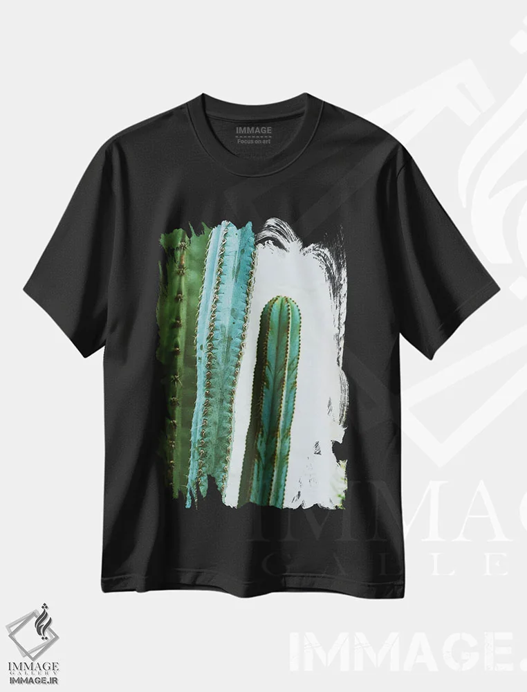 تیشرت مشکی طرح دار باغ کاکتوس کالیفرنیا دوم، مدیوم اثر بثانی یانگ | immage.ir