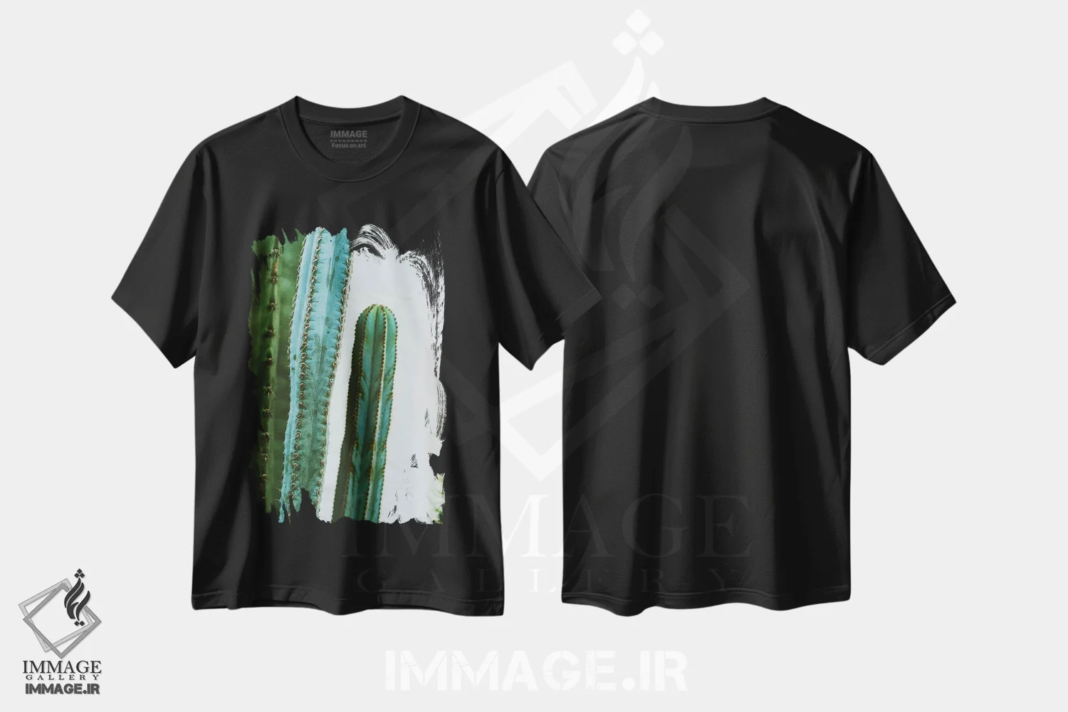 تیشرت مشکی طرح دار باغ کاکتوس کالیفرنیا دوم، مدیوم اثر بثانی یانگ | immage.ir