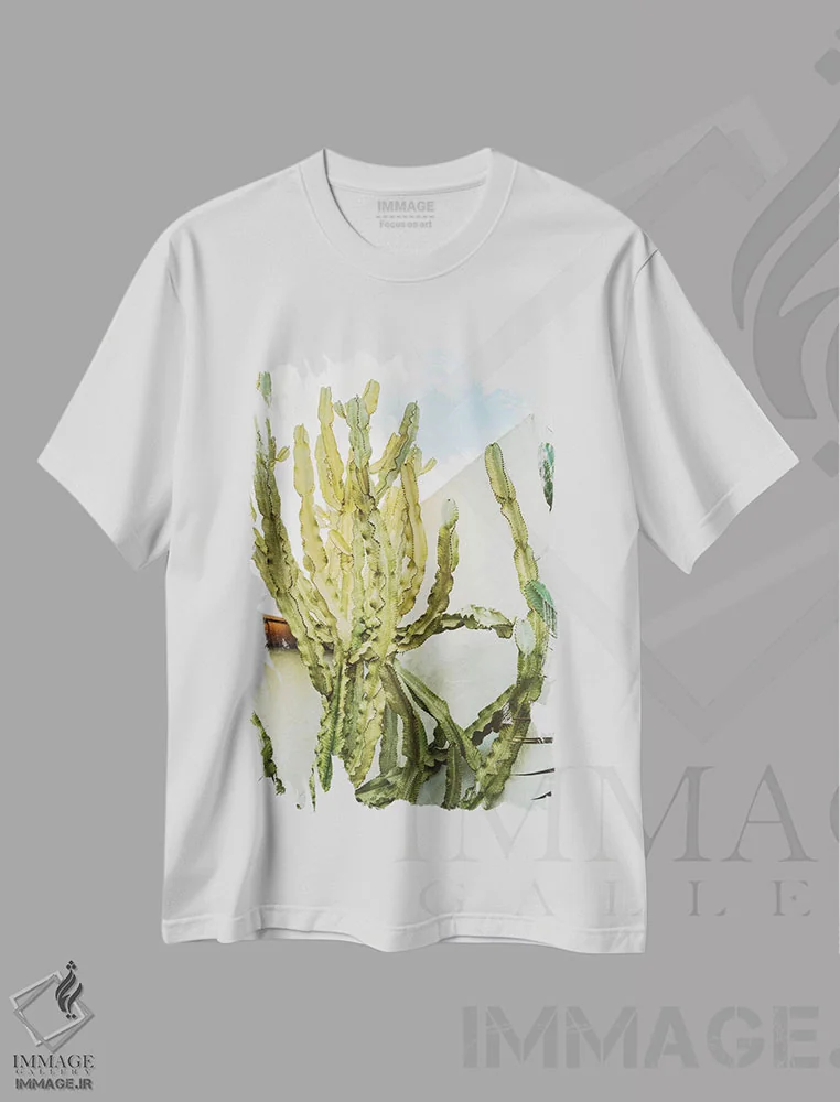 تیشرت سفید طرح دار کاکتوس کالیفرنیا، مدیوم اثر بثانی یانگ | immage.ir