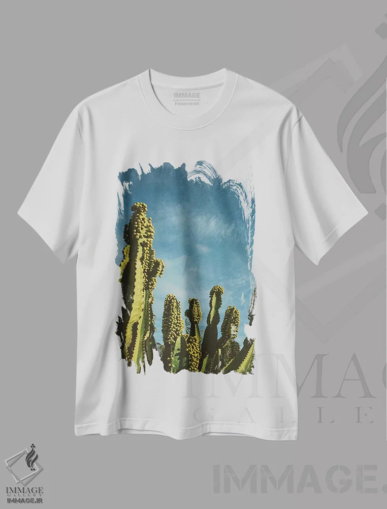 تیشرت سفید طرح دار دست به سوی آسمان، مدیوم اثر بثانی یانگ | immage.ir