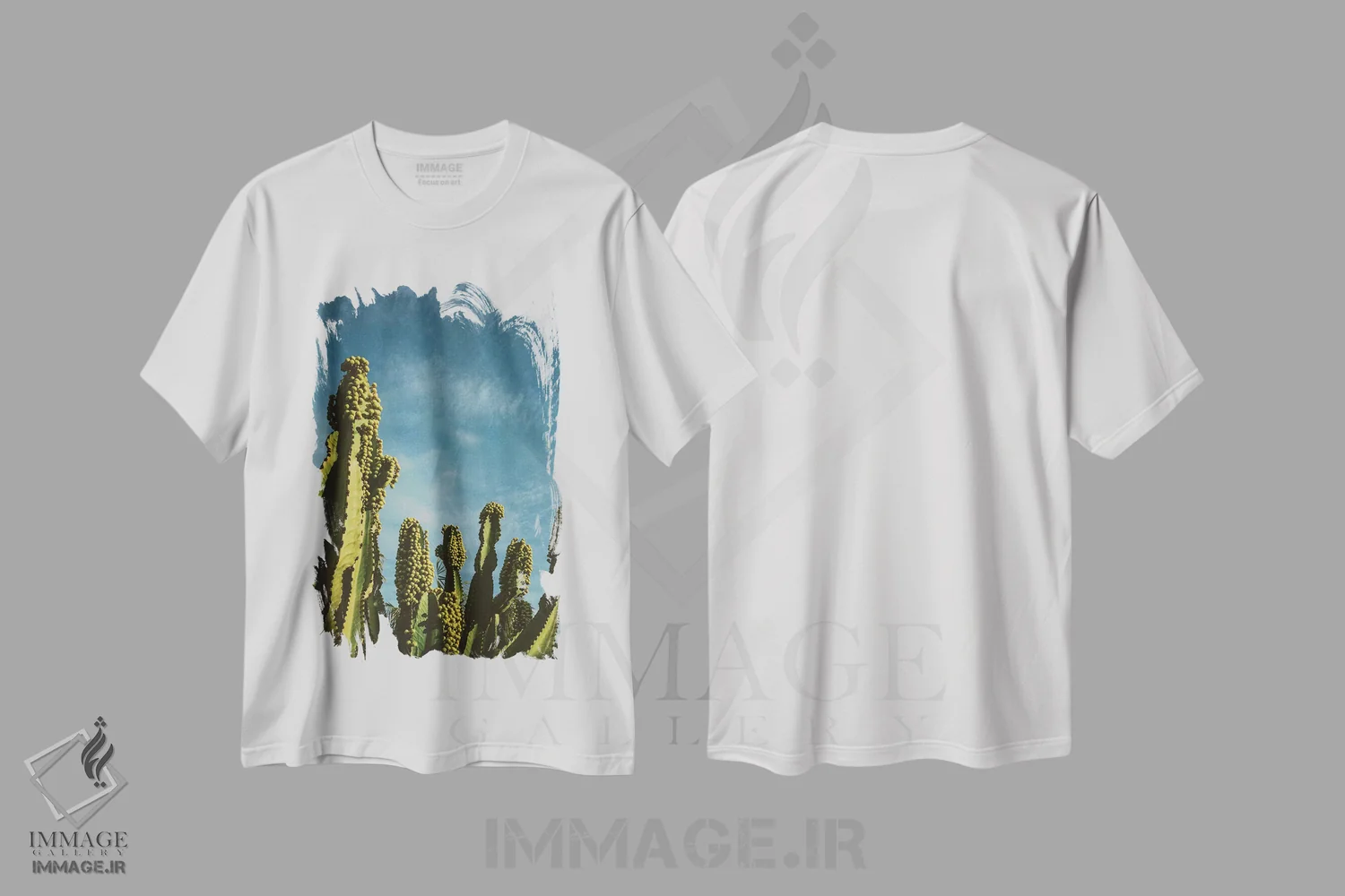 تیشرت سفید طرح دار دست به سوی آسمان، مدیوم اثر بثانی یانگ | immage.ir