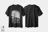 تیشرت مشکی طرح دار پل گلدن گیت، عکاسی سیاه و سفید اثر بثانی یانگ | immage.ir