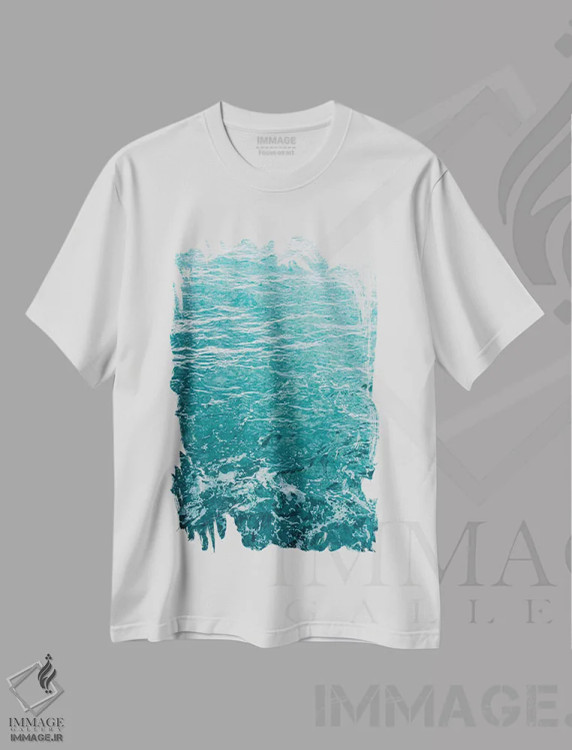 تیشرت سفید طرح دار آب ساحل آمالفی دوازدهم، مدیوم اثر بثانی یانگ | فروشگاه ایماژ