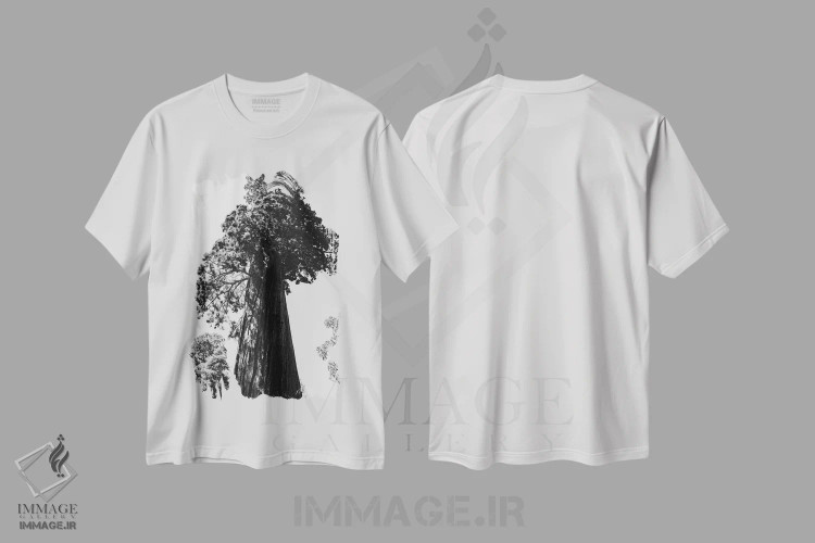 تیشرت سفید طرح دار پارک ملی سکویا ششم، عکاسی سیاه و سفید اثر بثانی یانگ | immage.ir