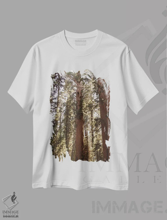 تیشرت سفید طرح دار پارک ملی سکویا چهاردهم، مدیوم اثر بثانی یانگ | فروشگاه ایماژ