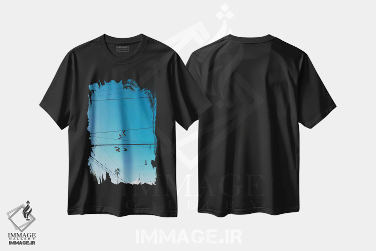 تیشرت مشکی طرح دار کفش های کتانی کالیفرنیا، مدیوم اثر بثانی یانگ | فروشگاه ایماژ