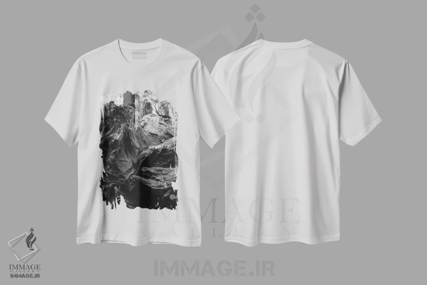 تیشرت سفید طرح دار پارک ملی سکویا سیزدهم، عکاسی سیاه و سفید اثر بثانی یانگ | immage.ir