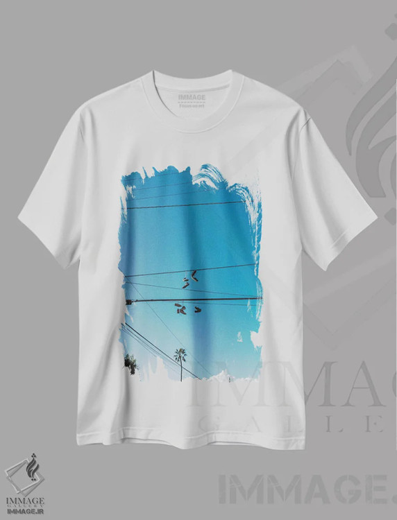 تیشرت سفید طرح دار کفش های کتانی کالیفرنیا، مدیوم اثر بثانی یانگ | immage.ir