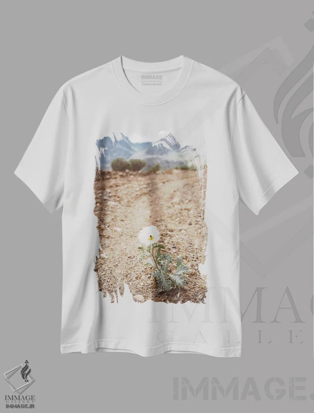 تیشرت سفید طرح دار شکوفه یوسیمیتی، مدیوم اثر بثانی یانگ | فروشگاه ایماژ
