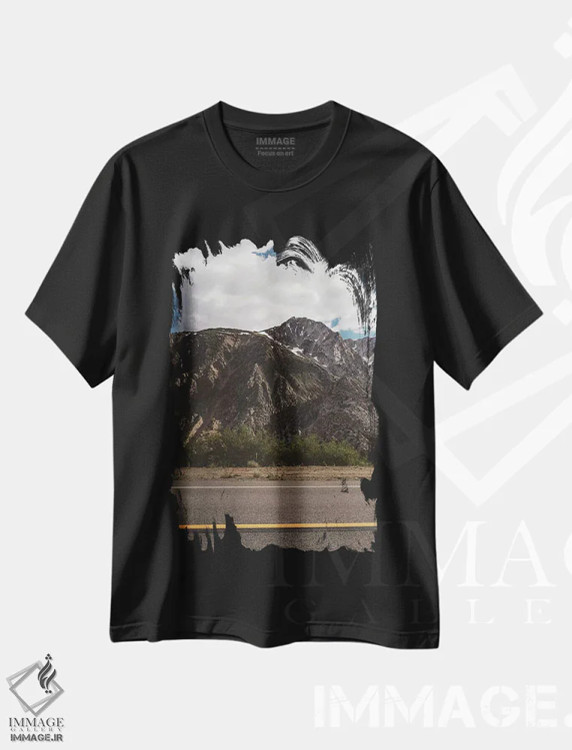 تیشرت مشکی طرح دار جاده های یوسیمیتی دوم، مدیوم اثر بثانی یانگ | immage.ir