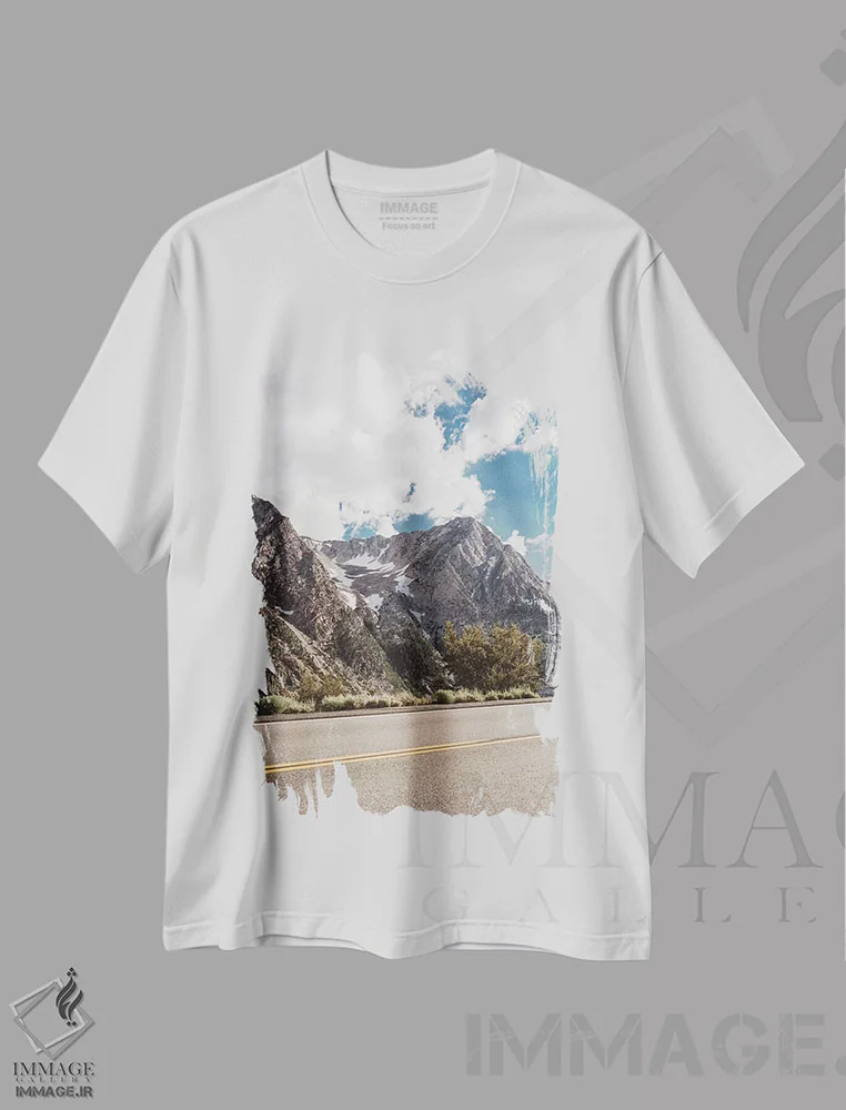 تیشرت سفید طرح دار جاده های یوسیمیتی سوم، مدیوم اثر بثانی یانگ | immage.ir
