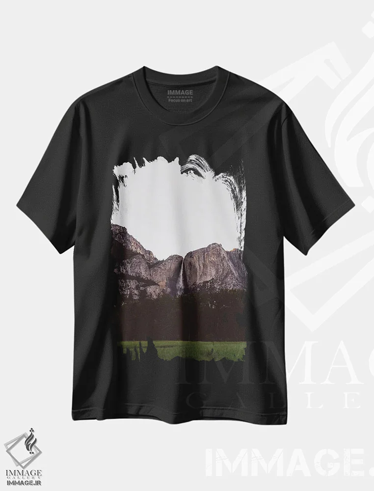 تیشرت مشکی طرح دار آبشار یوسیمیتی چهارم، مدیوم اثر بثانی یانگ | فروشگاه ایماژ