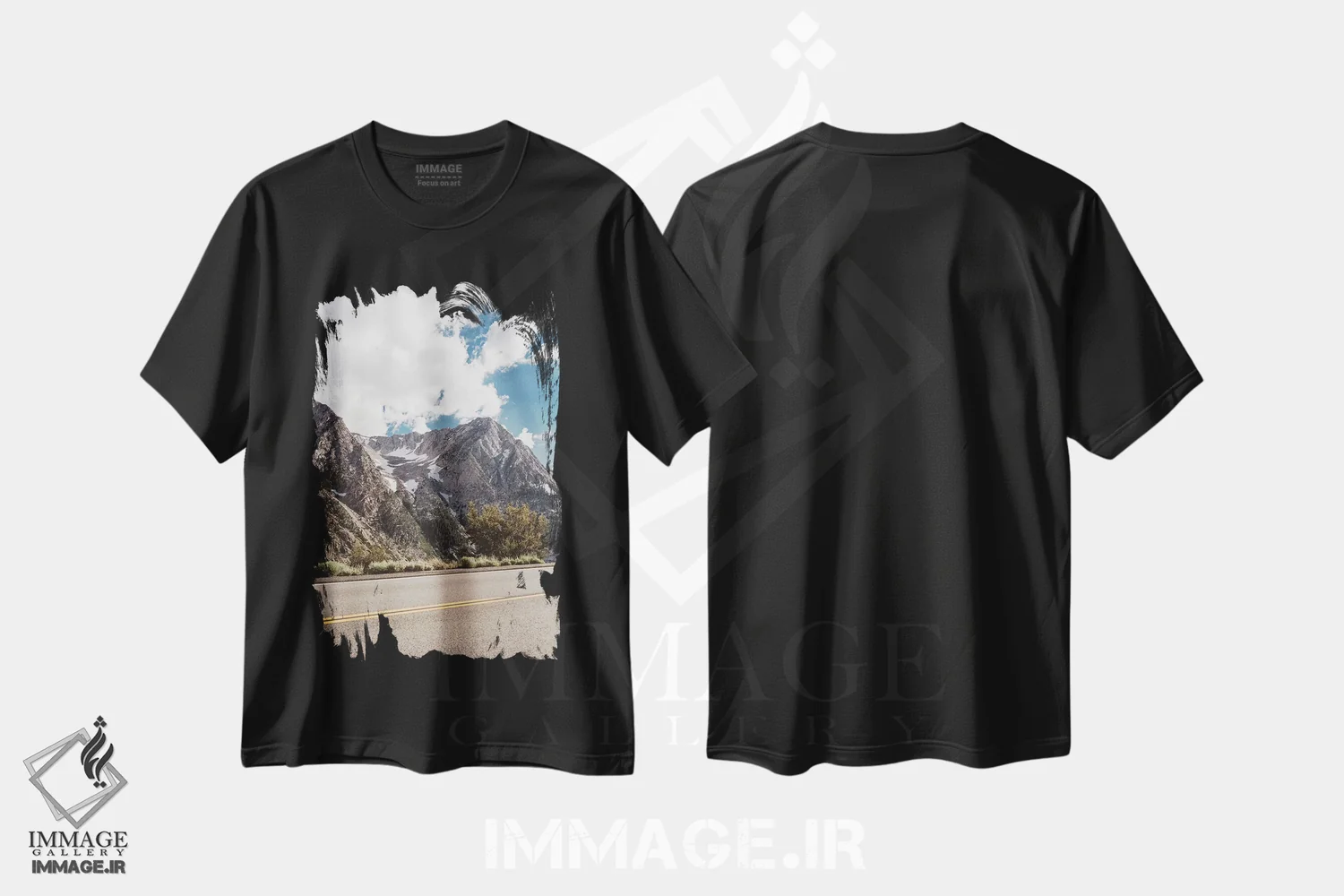 تیشرت مشکی طرح دار جاده های یوسیمیتی سوم، مدیوم اثر بثانی یانگ | فروشگاه ایماژ