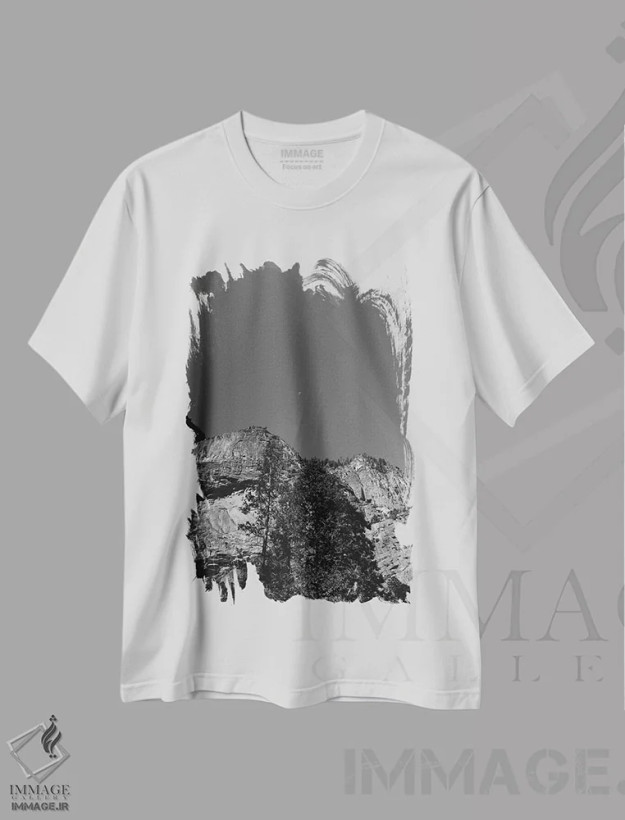 تیشرت سفید طرح دار ماه یوسیمیتی سوم، عکاسی سیاه و سفید اثر بثانی یانگ | فروشگاه ایماژ
