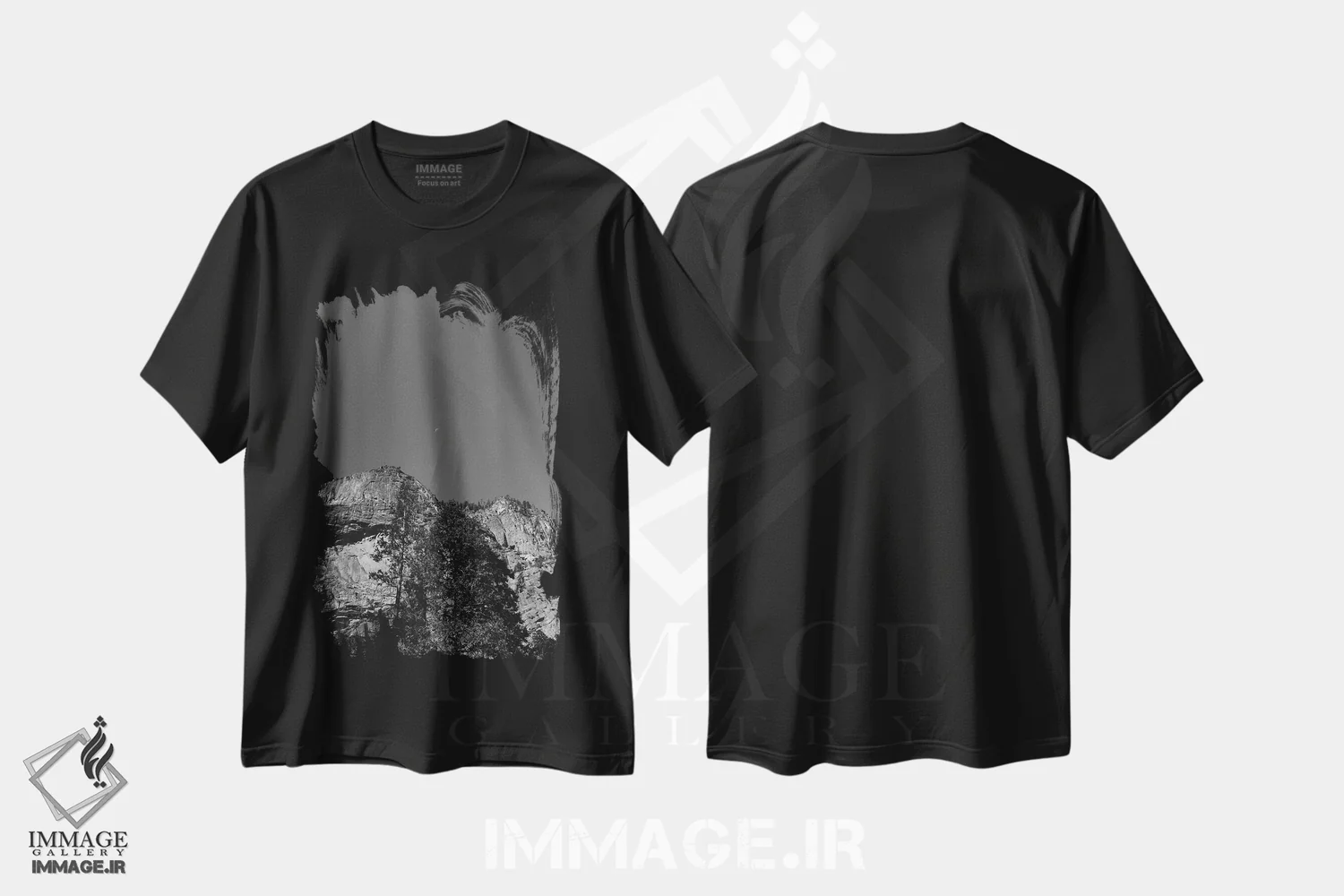 تیشرت مشکی طرح دار ماه یوسیمیتی سوم، عکاسی سیاه و سفید اثر بثانی یانگ | immage.ir