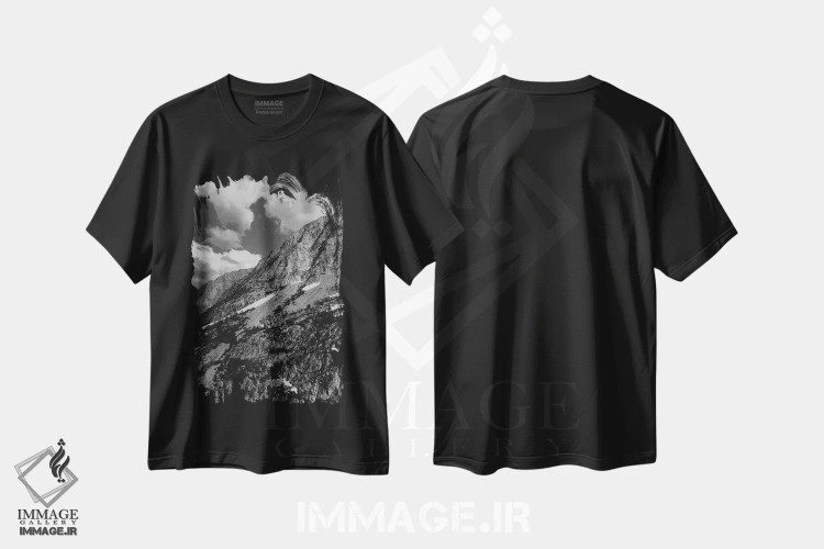 تیشرت مشکی طرح دار پارک ملی یوسیمیتی دوازدهم، عکاسی سیاه و سفید اثر بثانی یانگ | فروشگاه ایماژ