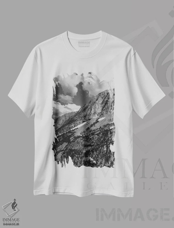 تیشرت سفید طرح دار پارک ملی یوسیمیتی دوازدهم، عکاسی سیاه و سفید اثر بثانی یانگ | immage.ir