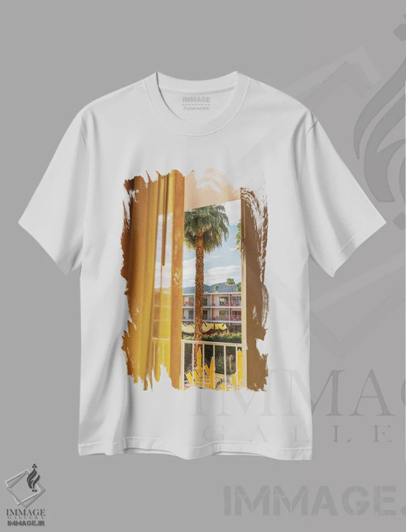 تیشرت سفید طرح دار رویاهای پالم اسپرینگز، مدیوم اثر بثانی یانگ | immage.ir