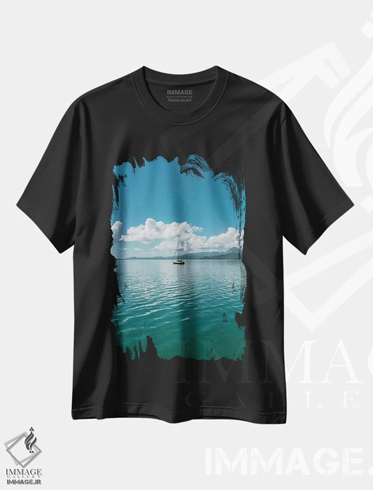 تیشرت مشکی طرح دار قایق هاوایی، مدیوم اثر بثانی یانگ | immage.ir