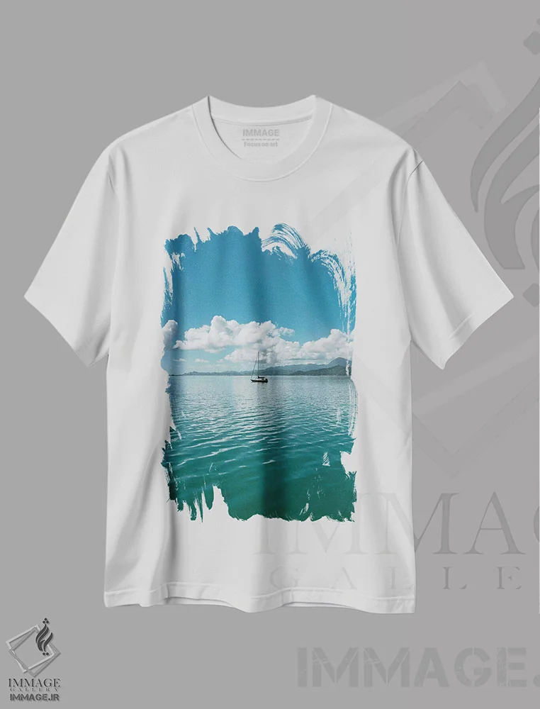 تیشرت سفید طرح دار قایق هاوایی، مدیوم اثر بثانی یانگ | فروشگاه ایماژ